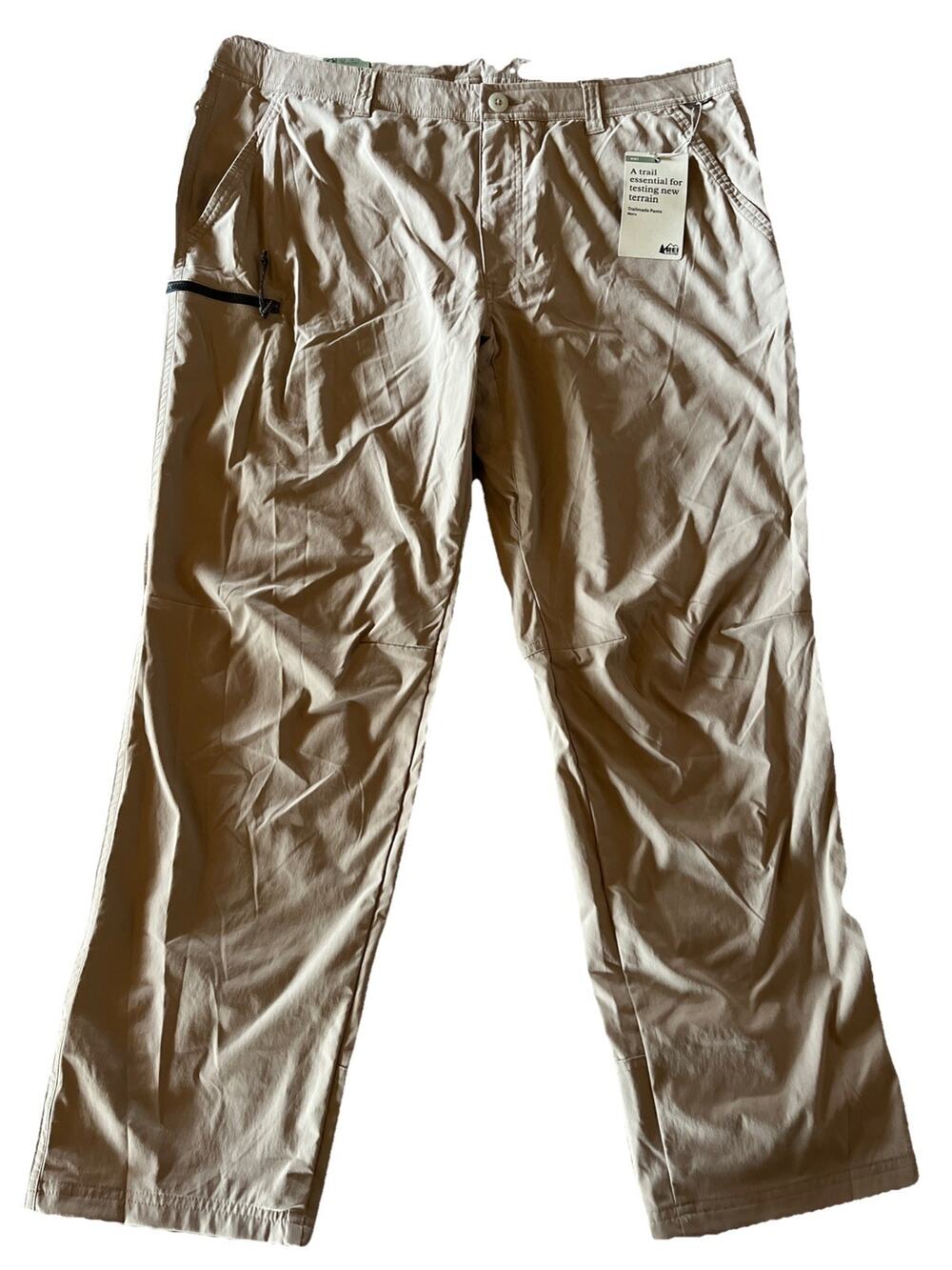 REI CO-OP Mens TRAILMADE PANTS Sz 40x30 Mushroom Taupe UPF 50 Cargo Hiking NWT